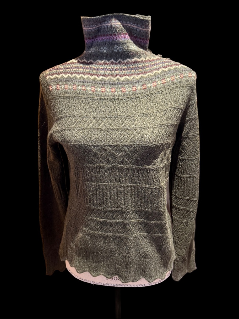 Vintage Lauren Ralph Lauren “Moss” Fair Isle Lambswool Turtleneck Sweater - M